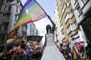 One of the largest gay pride parades in a predominantly Muslim country is in Turkey.         (Photo credit OZAN KOSE/AFP/Getty Images)
