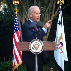 US Vice President Joe Biden references the historic USAID / NGLCC partnership at an LGBT Pride Month reception at his residence.