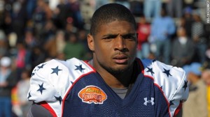 THE GOOD: University of Missouri All-American defensive end and proud gay man Michael Sam in the Reeses Senior Bowl (photo - CNN)
