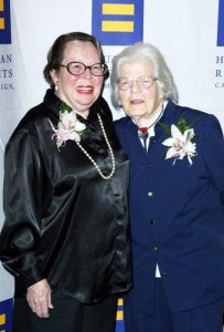 Photo:  Lesbian pioneer activists Del Martin and Phyllis Lyon who were partners for 56 years before Del passed away in 2008.